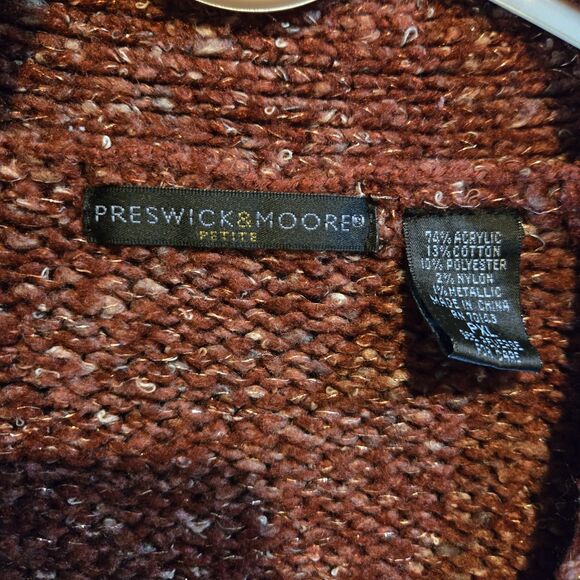 Preswick & Moore Maroon Open Front Sweater Cardigan, Size PXL - Picture 4 of 5